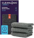 Cleanlogic Charcoal Exfoliating Washcloths - Shower Exfoliator - 3 Count