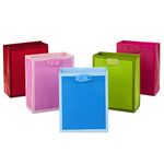 Hallmark 6" Small Solid Color Gift Bags - Pack of 5 in Red, Green, Blue, Light Pink, Hot Pink for Birthdays, Holidays, Parties or Any Occasion