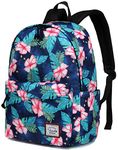 VASCHY Lightweight School Backpack for Women with Sleeve for 14" Laptop, Lake Green Flowers, Taille unique