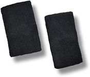 US Glove Sweat Bands for Wrists, Sports Wristbands for Men & Women, Athletic Hand Bands for Tennis, Gymnastics, Basketball, Volleyball, Baseball, 2-pc Black Cotton Arm Sweatbands 4.5 inch