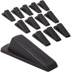 Stockroom Plus 12 Pack Heavy Duty Rubber Door Stopper Wedge - Stackable Bottom of Door Stops for Tile, Floor (Black)