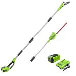 GreenWorks PSPH40B210 G-MAX 40V Pole Hedge Trimmer and Pole Saw Combo