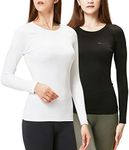 DEVOPS Women's 2 Pack Thermal Long Sleeve Shirts Compression Baselayer Tops, #1) Black / White, Medium