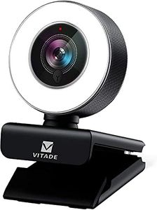 Webcam HD 1080P with Microphone & Ring Light -Vitade 960A USB Pro Computer Web Cam Video Camera for Mac Windows Laptop Gaming Xbox Skype OBS Twitch Youtube Xsplit Stream Video Calling and Recording