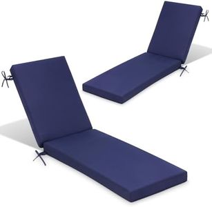 Crestlive Products Chaise Lounge Cushion Set of 2, Outdoor Cushion for Patio Furniture, Outside Chair Comfortable Cushion Water Resistant for Lawn, Pool, 80''L x 23''W x 3''T (Navy)