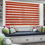 ZEBRA BLINDS Polyester Curtain Blinds for Windows and Doors with Dual Shade, Horizontal Stripes, Sheer and Solid Fabric, Light Control/Blackout Blinds, Waterproof (RED) WIDTH 120XHEIGHT 160CM