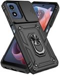 COTDINFOR Compatible with Moto G Power 5G 2024 Case Heavy Duty with Slide Camera Protective with Ring Holder Kickstand Military Grade Shockproof Protective Case for Moto G Power 5G 2024 Black TC