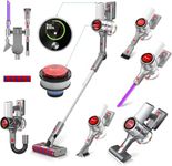 【450W&40000PA】 Redroad V17 Cordless Vacuum Cleaner,Lightweight and Strong Suction Double Roll Deep Cleaning, 6-in-1 LED Handheld Vacuum Cleaner for Hardwood Floors、Tiles、Carpets and Pet Hair