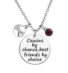 TISDA Cousin Jewelry, Cousins by Chance,Best Friends by Choice Necklace Key Chain, Birthstone Crystals Necklace (A January)