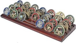 4 Rows Military Challenge Display Coin Holder Stand (Walnut Finish)