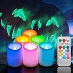 CANDLE IDEA 6 PCS Color Changing Remote Flameless Flickering LED Timer Votive Candles/Colored Battery Operated Tea Light Fake Candle for Outdoor Halloween Pumpkin Easter Christmas Decorations