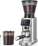 AMZCHEF Coffee Grinder, Coffee Bean Grinder for Home Use with Precise Grinding, LED Control Panel, Detachable Funnel Stand, 24 Grind Settings,Silver