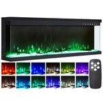 INMOZATA Electric Fire 80inch/203.2cm Recessed/Freestanding Electric Fireplace 3-Side Glass Display Media Wall Fire with 9 Colors Realistic LED Flame Effect Touch Remote Control & Overheat Protection