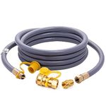 ZODIRISE 1/2 Inch ID 12 Feet Natural Gas Hose with 1/2" Male Flare Quick Connect/Disconnect & 1/2" Female Flare, for Low Pressure BBQ, Grill, Pizza Oven, Patio Heater, Fire Pit, Smoker (CSA Certified)