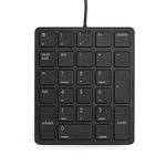 Qisan Numeric Keypad Wired Numpad 26 keys Portable Keypad USB External Mini Slim Keyboard Magicforce For Financial Cashier Securities-Black