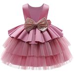 TTYAOVO Baby Girl Flower Birthday Party Princess Sequins Bow Tutu Cake Dress Size (90) 1-2 Years #730-C Pink