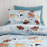 Happy Linen Company Girls Boys Kids Ice Explorer Animals Blue Toddler 100% Brushed Cotton Extra Pair Of Toddler Pillow Case