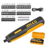 INGCO 4.0V Electric Cordless Screwdriver Rechargeable Power Drill Driver 5N.m Max Torque with Accessories LED Light USB Cable for DIY CSDLI0403