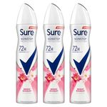 Sure Antiperspirant 72H Nonstop Sweat and Odour Protection Alcohol-Free Body Spray Anti-White Markswith Fresh and Clean Multi Fragrance Deodorant for Women, 250ml (Bright Bouquet, Buy 3)