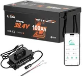LiTime 36V 100Ah OBM Bluetooth Low-Temp Protection LiFePO4 Battery with 43.8V 25A Charger, Built-in 100A BMS, Deep Cycle Lithium Iron Phosphate Battery for Trolling Motors, Yachts, Marine, RV, Home