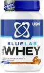 USN Blue Lab Whey Protein Powder, Chocolate Caramel Flavour - 2kg, Premium Whey Isolate Protein Dietary Supplement, Post Workout Lean Muscle Growth BCAA Amino Acids Powder, Protein Shake Drink Mix