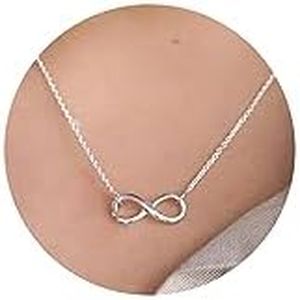 GUOKE Infinity Necklace for Women, 14K White Gold Plated Dainty Silver Necklace Simple Jewelry