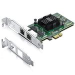 Gigabit Dual NIC with Intel 82571 Chip, 1Gb Network Card Compare to Intel 82571EB NIC, 2 RJ45 Ports, PCI Express X1, Ethernet Card with Low Profile for Windows/Windows Server/Linux