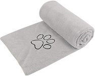 SUNLAND Microfiber Dog Towel Super Soft Pet Bath Towel Ultra Absorbent Dog Drying Towel with Embroidered Paw Print