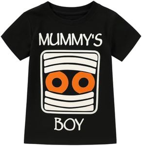 Unique Baby Boys Toddler Mummy's Boy Halloween Short Sleeved T Shirt (18m) Black