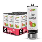 CELSIUS Energy Drink, Sparkling Kiwi Guava, Natural Flavours. No Artificial Colours, Sugar Free Energy Drinks, 355 mL, 12-Pack