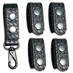 Duty Belt Keeper with Double Snaps(Set of 4) +1 Keeper With Strong Plastic Key Clip(1 Pack), Black, 20*8*2CM