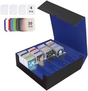 QCZBH Trading Card Storage Box for card storage,Quadruple Mtg Deck Box Holds 3000+ Cards,PU Leather Magnetic Closure Card Deck Box for Magic Commander trading card box Deck Box Mgt(Black and Blue)