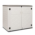 Horti Cubic HDPE 50 Cu Ft Outdoor Storage Shed, Horizontal Storage Box Waterproof for Garden, Patio, Backyards, Multi-Opening Doors for Easy Storage of Kids' Bike, Garbage Can, Tools, Lawn Mower-White