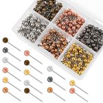 480pcs Metallic Map Pins Push Pins Board Noticeboard Pins, Beads Head Map Pins Tacks Decorative Small Bulletin Board Push Pins for Cork Board with Gold Black Colored Head (3/5 Inch Length)