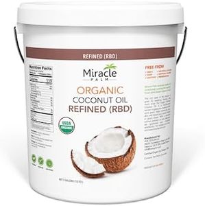 Coconut Oil Bulk - Organic Naturally Refined Coconut Oil (RBD) by Miracle Palm - Vegan, Tasteless, Non-GMO & Gluten Free - Ideal for Skin & Hair Care (5 Gallons)