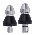 Saipor 2PCS Pressure Washer Sewer Jetter Nozzle 1/4"+3/8" High-pressure Sewer Cleaning Tool 5000 PSI Quick Connector Stainless Steel Drain Cleaning Nozzle for Pipe Unclogging, 1 Front and 6 Rear Jets