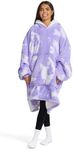 The Oodie Premium Wearable Blanket Hoodie for Kids | Comfortable Hoodie Blanket | Oversized Hoodie Blanket for Women & Men | Sherpa Fleece Blanket Hoodie (Purple-Tie & Die)