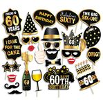 Party Propz 60th Birthday Decoration - 26pcs 60th Birthday Decoration Items / 60th Birthday Photo Booth Props / Decoration Items For 60th Birthday Party / Happy 60th Birthday Decoration / 60th Birthday Decoration Items For Dad / 60th Birthday Decoration Items For Mom