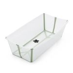 Stokke Flexi Bath XL - Foldable Baby Bath for Newborns up to 21kg - Compact, Portable & Easy to Store - Safe for Home & Travel, Transparent Green