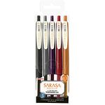 Zebra Sarasa Clip 0.5 Retractable Gel Ink Pen, Rubber Grip, 0.5 Mm, Vintage Colors, 5 Color Ink (Jj15-5C-Vi2), Ink Assorted