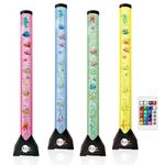 Brewish 4FT Sensory LED Water Bubble Fish Tube Floor Lamp with 20 Color Changing Light Effects– Fake Aquarium Tank Night Light and Gift for Kids, Autism, Men & Women - Remote Control & 12 Fishes