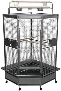 A&E Cage Co. CC3232 Silver/Black Corner Bird Cage, 32 inch/Large