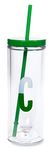 Kate Spade New York Insulated Initial Tumbler with Reusable Straw, 20 Ounce Acrylic Travel Cup with Lid, C (Green)