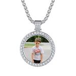 Custom Picture Pendant Necklace Personalized Engraved Photo Necklaces for Men Women with Wheat Chain