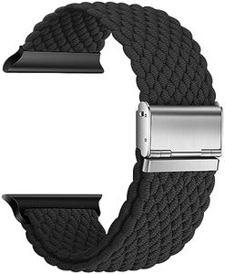 Nepfaivy Bracelet en Nylon Compatible avec Apple Watch 41mm 40mm 38mm Femme Homme, Bracelet Elastique Sport de Remplacement Réglable pour watch SE/8/7/6/5/4/3/2/1(S, Noir)