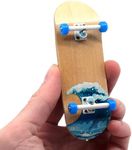 Teak Tuning Complete Fingerboard Waves Edition - Premium, Heat Transfer Graphic - Pro Shape & Size - Bearing Wheels, Pro Trucks, 61A Pro Duro Bushings - 34mm x 97mm Deck