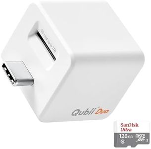 MAKTAR Qubii Duo USB C Photo Storage Device - Picture Storage Devices, Compatible with iPhone, Photo Backup Storage Device, iPhone Photo Storage, Hard Drive iPhone Storage - White, 128GB microSD
