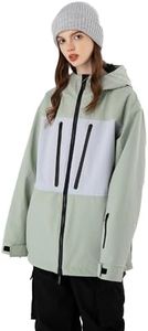 YEEFINE Men&Women's Ski Jacket Insulated Winter Snowboard Coat Waterproof Outdoor Windproof Warm Snow Rain Jackets, Ak-light Green, Small
