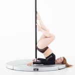 LUPIT POLE - Premium Dance Pole Crash Mat | Portable Fitness Pole Dancing Safety Mat – Anti-Slippery Surface | Premium Round Dance Pole Mats with Sewn-in Handles - 4'11" Wide, 3.14" Thick - Silver