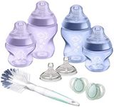 Tommee Tippee Closer to Nature Newborn Anti-Colic Baby Bottle Starter Kit, Breast-Like Teats for a Natural Latch, Anti-Colic Valve, Mixed Sizes, Purple